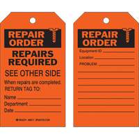 Safety Repair Tag, Polyester, 4" W x 7" H, English SX420 | Kelford