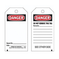 Accident Prevention Tags, Polyester, 3" W x 5-3/4" H, English SX827 | Kelford
