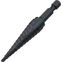 #1 Step Drill Bit, 1/8" - 1/2" , 1-3/2" Increments, High Speed Steel Kelford