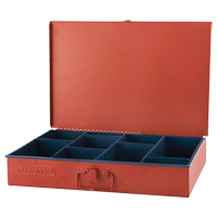 Compartment Box With 12 Adjustable Compartments, 12" D x 18" W x 3" H, Red Kelford