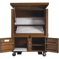 Coffre de chantier et surface de travail sur le terrain, 33" la x 63" p x 80" h, Acier, Rouge Kelford