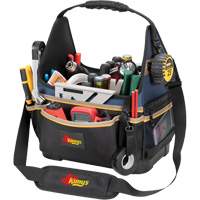 Molded Base Electrical/HVAC Tool Carrier, Ballistic Polyester, 20 Pockets, Black/Blue Kelford