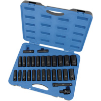 Jeu de douilles SAE/m&eacute;triques PS2712DC, 27 Mcx, Chocs, Prise de 1/2", Profond Kelford