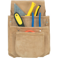 Drywall Tool Pouch, Multiple Tool Holder, Leather, 3 Pockets Kelford