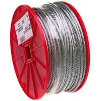 Wire Cable, 250' (76.2 m) x 1/4", 1400 lbs. (0.7 tons), Galvanized Kelford