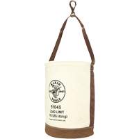 Leather-Bottom Bucket, 17" H, Canvas, White Kelford