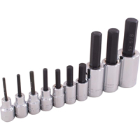 Hex Head Socket Set, Hex, 1/2"/3/8" Drive, 10 Pcs Kelford