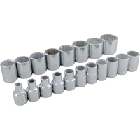Socket Set, 19 Pcs, 3/8" Drive Size Kelford