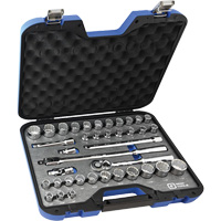Jeu de douilles SAE et m&eacute;triques & accessoires, 38 Mcx, Prise de 1/2" Kelford