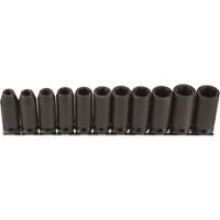 Long Socket Set, 11 Pcs, Impact, 3/8" Drive Size, Deep Kelford