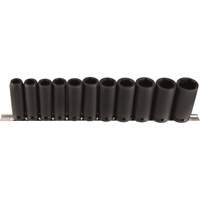 Long Socket Set, 11 Pcs, Impact, 1/2" Drive Size, Deep Kelford