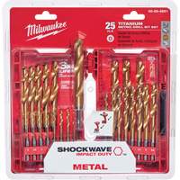 Shockwave Red Helix Metric Drill Bit Set, 25 Pieces, Titanium Kelford