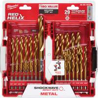 Shockwave Red Helix Drill Bit Set, 29 Pieces, Titanium Kelford