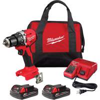 M18™ Compact Brushless Hammer Drill/Driver Kit, Lithium-Ion, 18 V, 1/2" Chuck, 550 in-lbs Torque UAW908 | Kelford