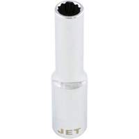 Douille chrom&eacute;e, 8 mm, Prise 1/4", 12 pans, Profond Kelford