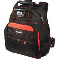 Sac &agrave; dos &agrave; outils &eacute;clair&eacute;, Noir/Rouge, Balistique/Polyester Kelford