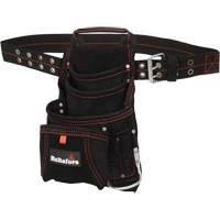 Carpenter's Suede Nail & Tool Bag, Leather, 11 Pockets, Black UAX328 | Kelford