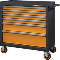Armoire roulante pour outils s&eacute;rie GSX, 6 tiroirs, 36" la x 18-1/5" p x 37-2/5" h, Noir/Orange Kelford
