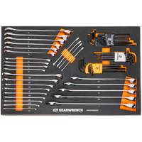 Jeu de cl&eacute;s mixtes et hex &agrave; 6 pans dans un plateau de rangement en mousse Kelford