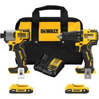 Brushless Compact Cordless 1/2" Hammer Drill & 1/4" Impact Driver Kit, Lithium-Ion, 20 V Kelford