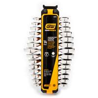 72-Tooth 12 Point Stubby Wrench Set, Ratcheting Combination, 14 Pieces, Imperial and Metric Kelford