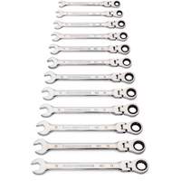 90-Tooth 12 Point Wrench Set, Flex Head/Ratcheting Combination, 12 Pieces, Metric Kelford