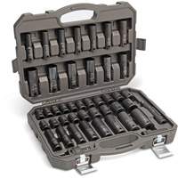 6 Point SAE/Metric Socket Set, 44 Pcs, Impact, 1/2" Drive Size, Deep Kelford