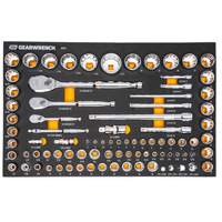 1/4", 3/8" & 1/2" 90-Tooth SAE/Metric Mechanics Tool Set with Foam Storage Tray Kelford