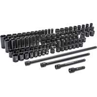 6 Point SAE/Metric Master Socket Set, 80 Pcs, Impact, 3/8" Drive Size, Deep Kelford