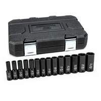 6 Point Metric Socket Set, 14 Pcs, Impact, 1/2" Drive Size, Deep Kelford