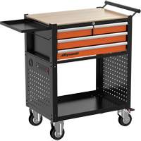 Utility Cart, 4 Drawers, Black/Orange Kelford
