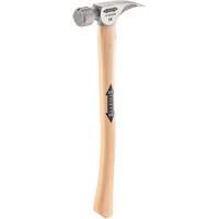 Titanium Milled Face Hammer with Curved Hickory Handle, 14 oz., Wood Handle, 18" L Kelford