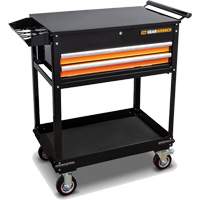 Utility Cart, 2 Drawers, 32-1/2" W x 42" H, Black/Orange Kelford
