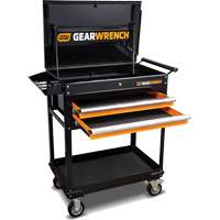 Utility Cart, 2 Drawers, 32-1/2" W x 42" H, Black/Orange Kelford
