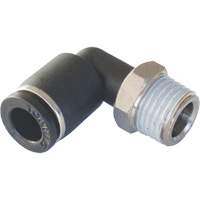 MAXFIT Push-to-Connect to Male NPT Elbow Adapter, 3/8" x 1/2" Dia., PBT Polymer Kelford