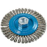 Knot-Twisted Stringer Bead Wire Wheel, 5" Dia., 0.02" Fill, 5/8"-11 Arbor, Aluminum/Stainless Steel UE925 | Kelford