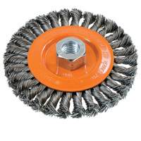 Wide Knotted Wire Wheel Brush, 5" Dia., 0.02" Fill, 5/8"-11 Arbor, Steel UE938 | Kelford