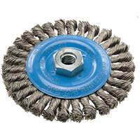 Wide Knotted Wire Wheel Brush, 5" Dia., 0.02" Fill, 5/8"-11 Arbor, Aluminum/Stainless Steel UE940 | Kelford