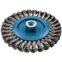 Wide Knotted Wire Wheel Brush, 6" Dia., 0.02" Fill, 5/8"-11 Arbor, Aluminum/Stainless Steel UE942 | Kelford