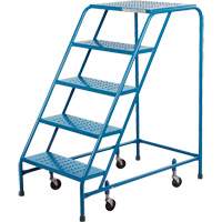 Rolling Step Ladder with Locking Step, 5 Steps, 18" Step Width, 46" Platform Height, Steel VC134 | Kelford