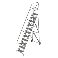 Steel Rolling Ladder, 11 Steps, 16" Step Width, 110" Platform Height, Steel Kelford