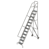 Steel Rolling Ladder, 12 Steps, 16" Step Width, 120" Platform Height, Steel Kelford