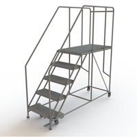 Mobile Work Platform, Steel, 5 Steps, 50" H, 47" D, 24" Step, Serrated VC595 | Kelford