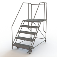 Mobile Work Platform, Steel, 5 Steps, 50" H, 36" D, 36" Step, Serrated VC599 | Kelford