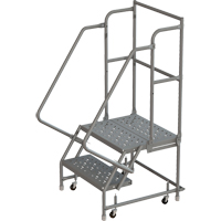 Deep Top Step Rolling Ladder, 2 Steps, 16" Step Width, 20" Platform Height, Steel Kelford