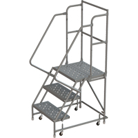 Deep Top Step Rolling Ladder, 3 Steps, 16" Step Width, 30" Platform Height, Steel Kelford