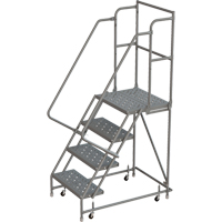 Deep Top Step Rolling Ladder, 4 Steps, 16" Step Width, 40" Platform Height, Steel Kelford