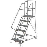 Deep Top Step Rolling Ladder, 7 Steps, 16" Step Width, 70" Platform Height, Steel Kelford