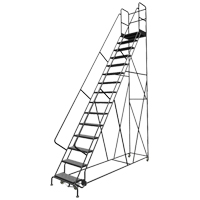 Deep Top Step Rolling Ladder, 15 Steps, 24" Step Width, 150" Platform Height, Steel Kelford