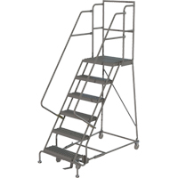 Deep Top Step Rolling Ladder, 6 Steps, 16" Step Width, 60" Platform Height, Steel VC768 | Kelford